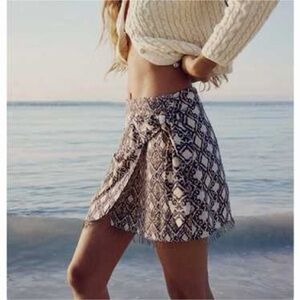 Zara printed Wrap Skirt with beaded tassels NEW